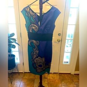 TRINA TURK PURPLE & TURQUOISE DRESS SIZE 2